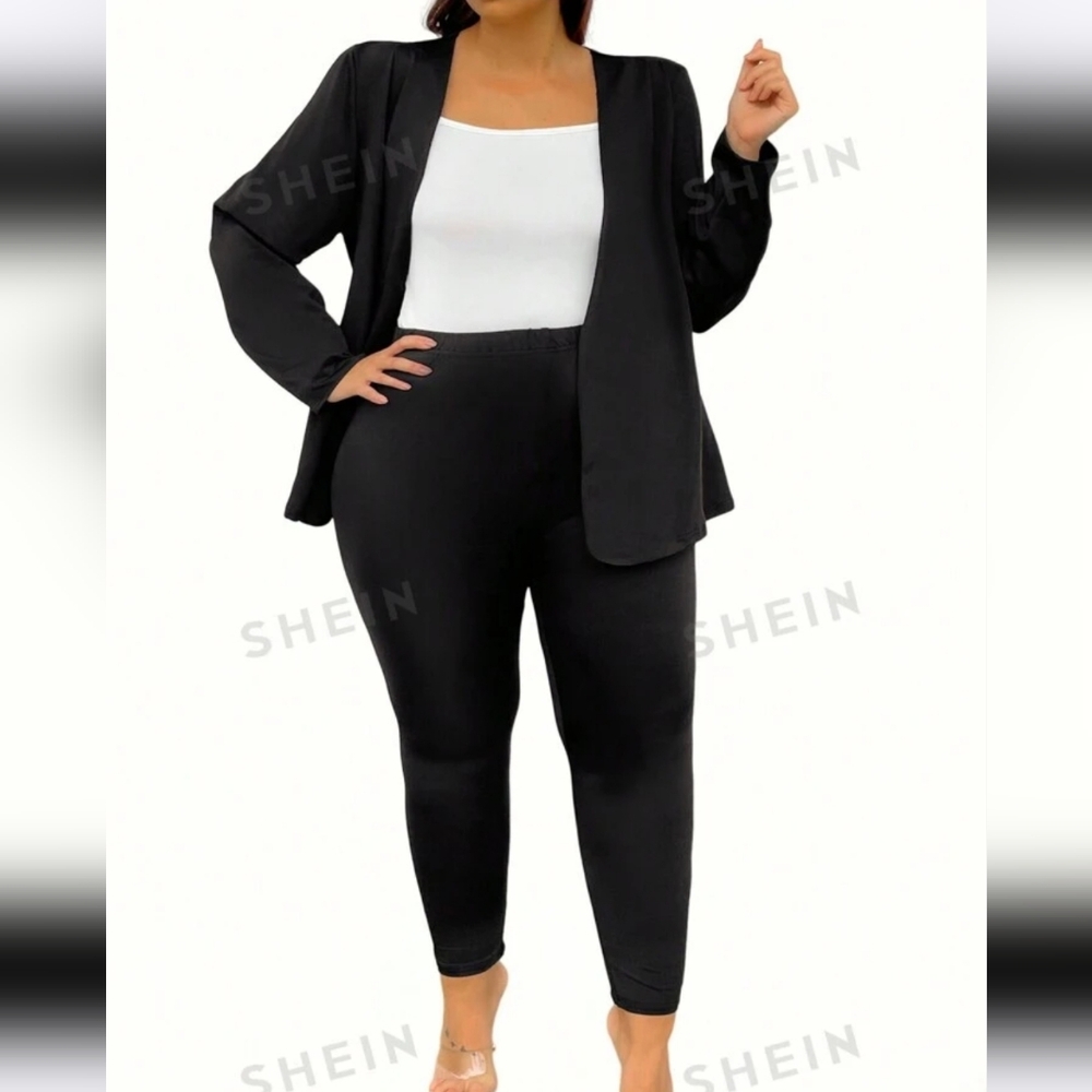 Shein Lune Plus Open Front Jacket With Stretch Pa… - image 1